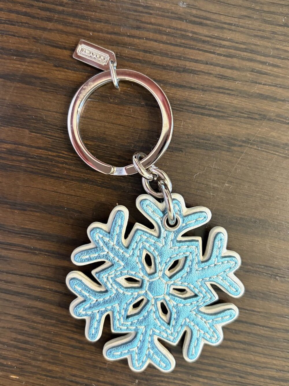 Coach Leather Snowflake Keychain